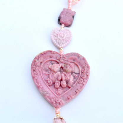 Cats Bear Rhodonite Pendant Tassel - Bag Car Charm - Ornament Accessory