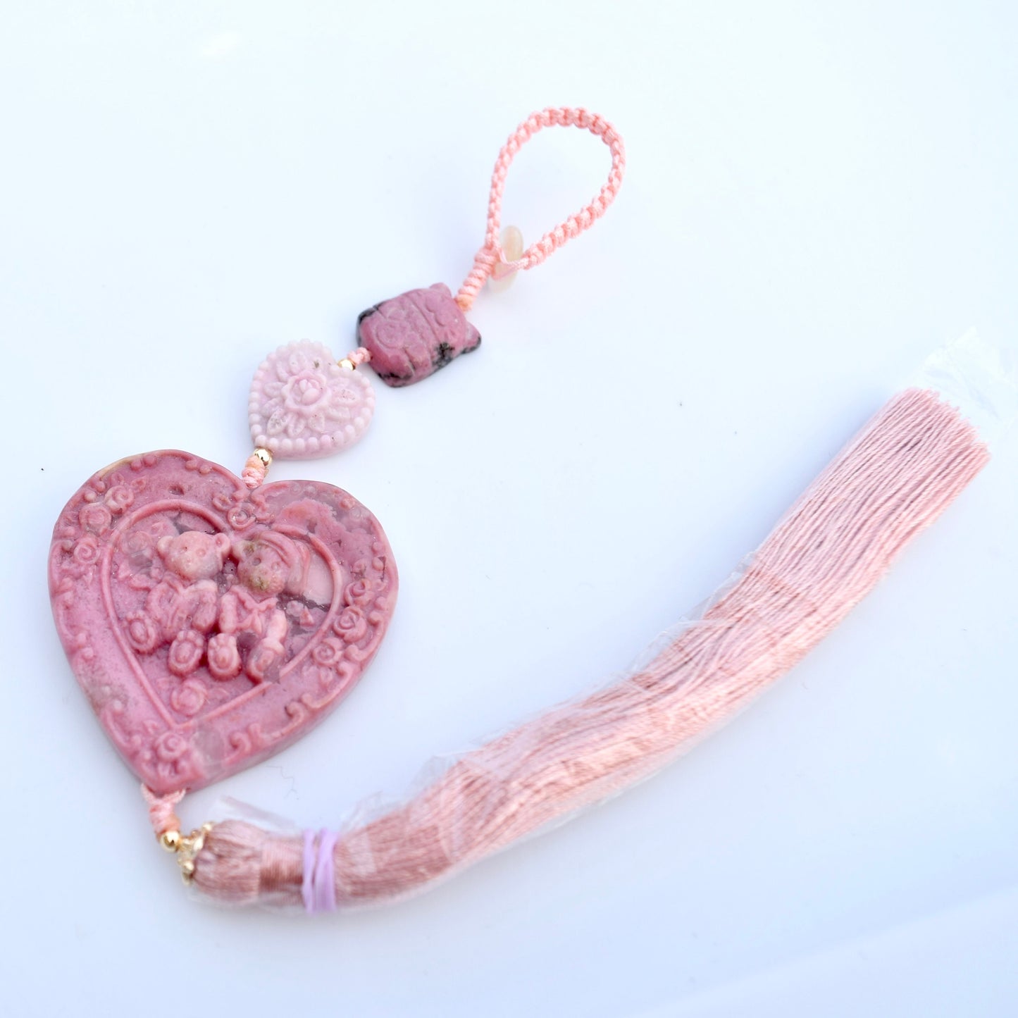 Cats Bear Rhodonite Pendant Tassel - Bag Car Charm - Ornament Accessory