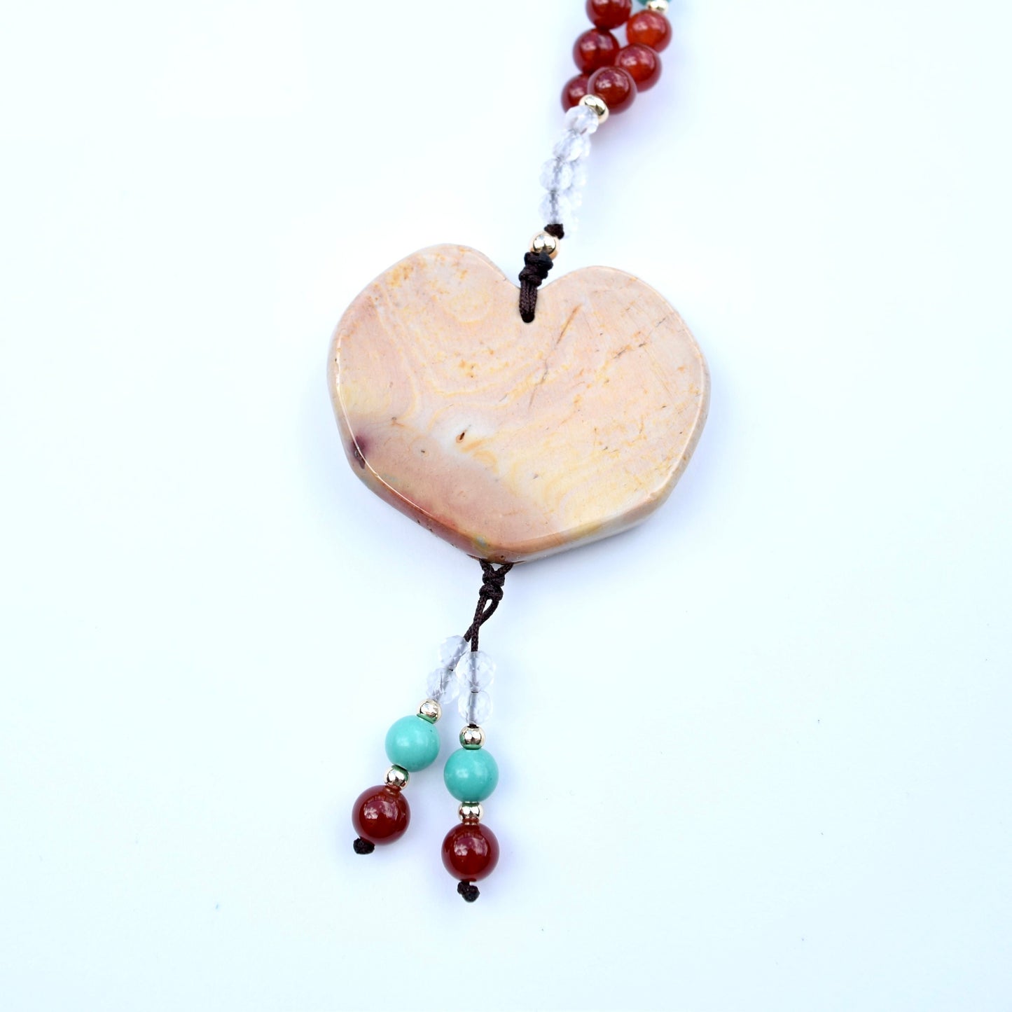 Yellow Flora Lock Necklace - Red Agate
