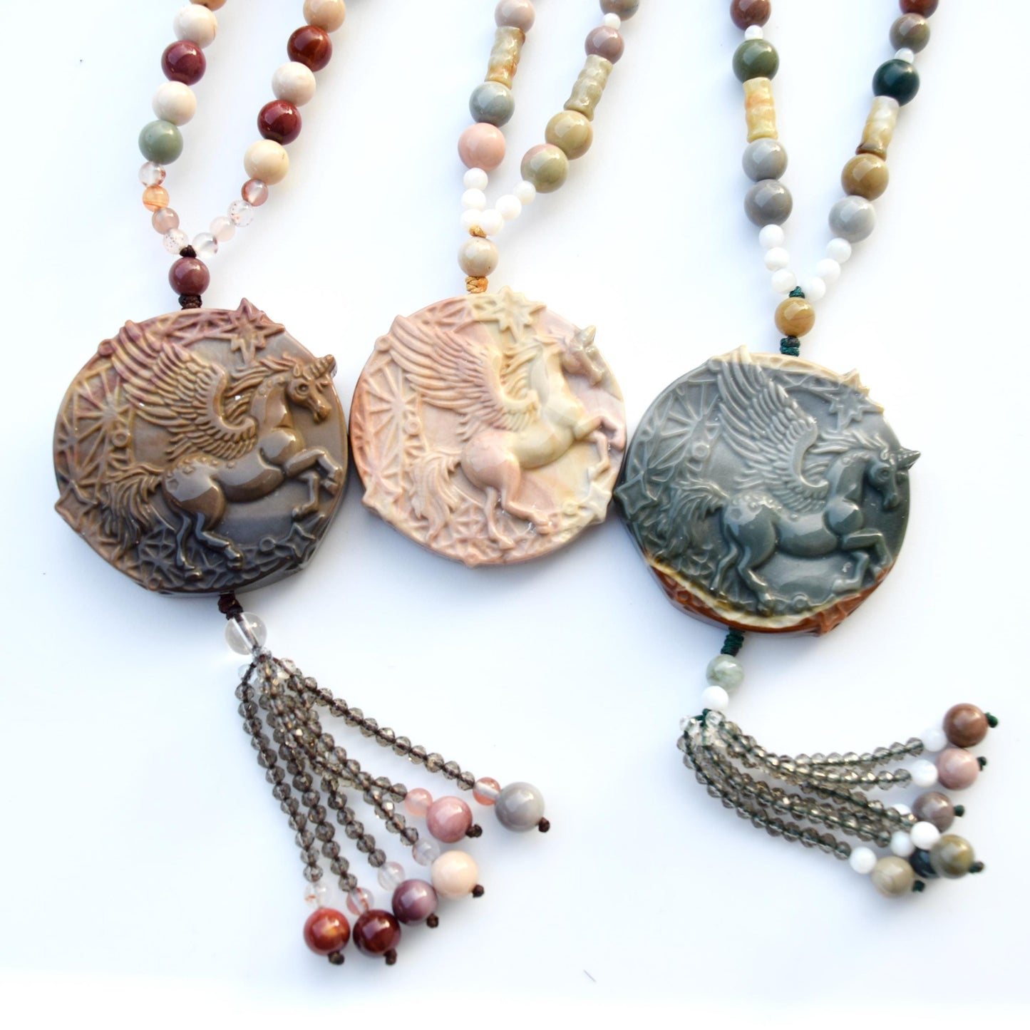 Jasper Unicorn Pendant Necklace - Colorful Agate Necklace