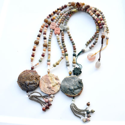 Jasper Unicorn Pendant Necklace - Colorful Agate Necklace