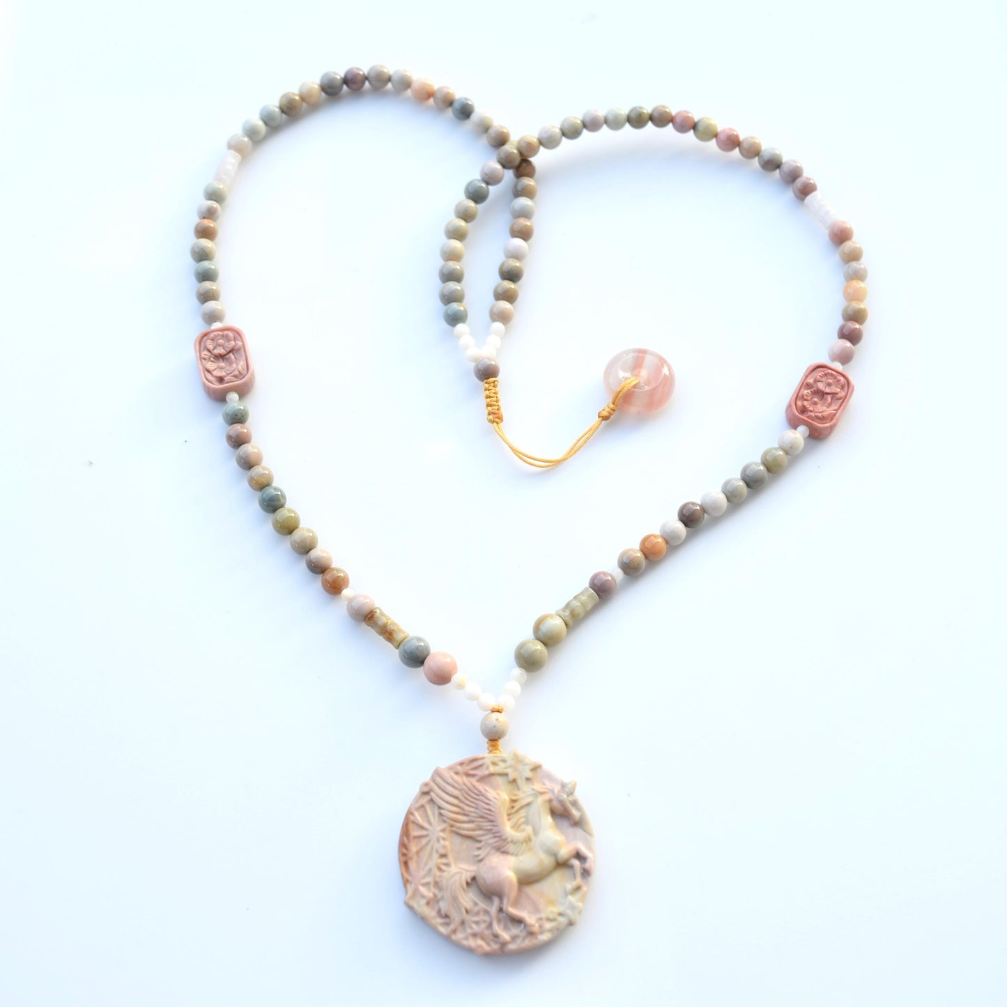 Jasper Unicorn Pendant Necklace - Colorful Agate Necklace