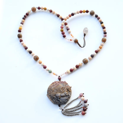 Jasper Unicorn Pendant Necklace - Colorful Agate Necklace