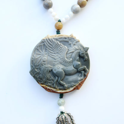Jasper Unicorn Pendant Necklace - Colorful Agate Necklace