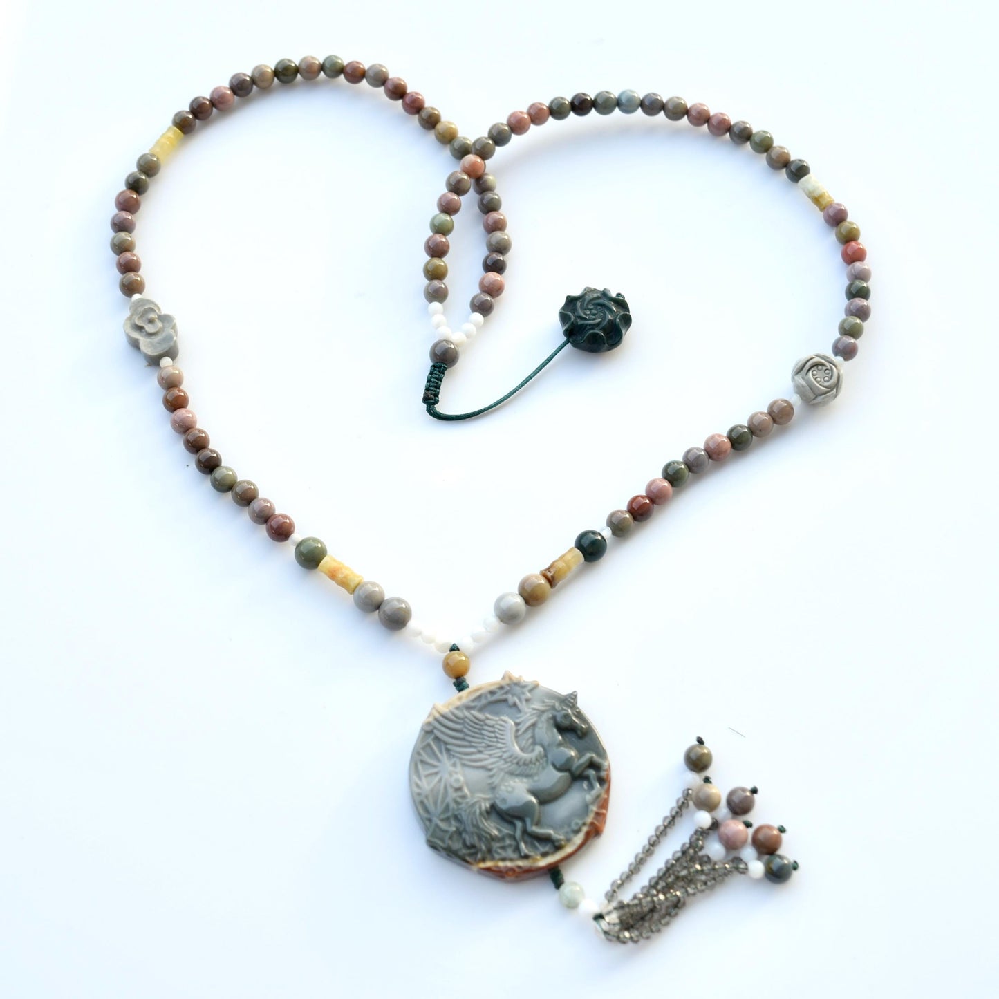 Jasper Unicorn Pendant Necklace - Colorful Agate Necklace