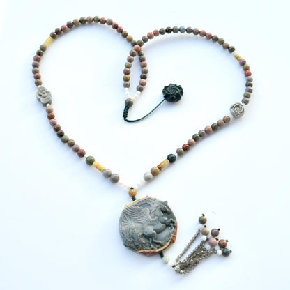 Jasper Unicorn Pendant Necklace - Colorful Agate Necklace