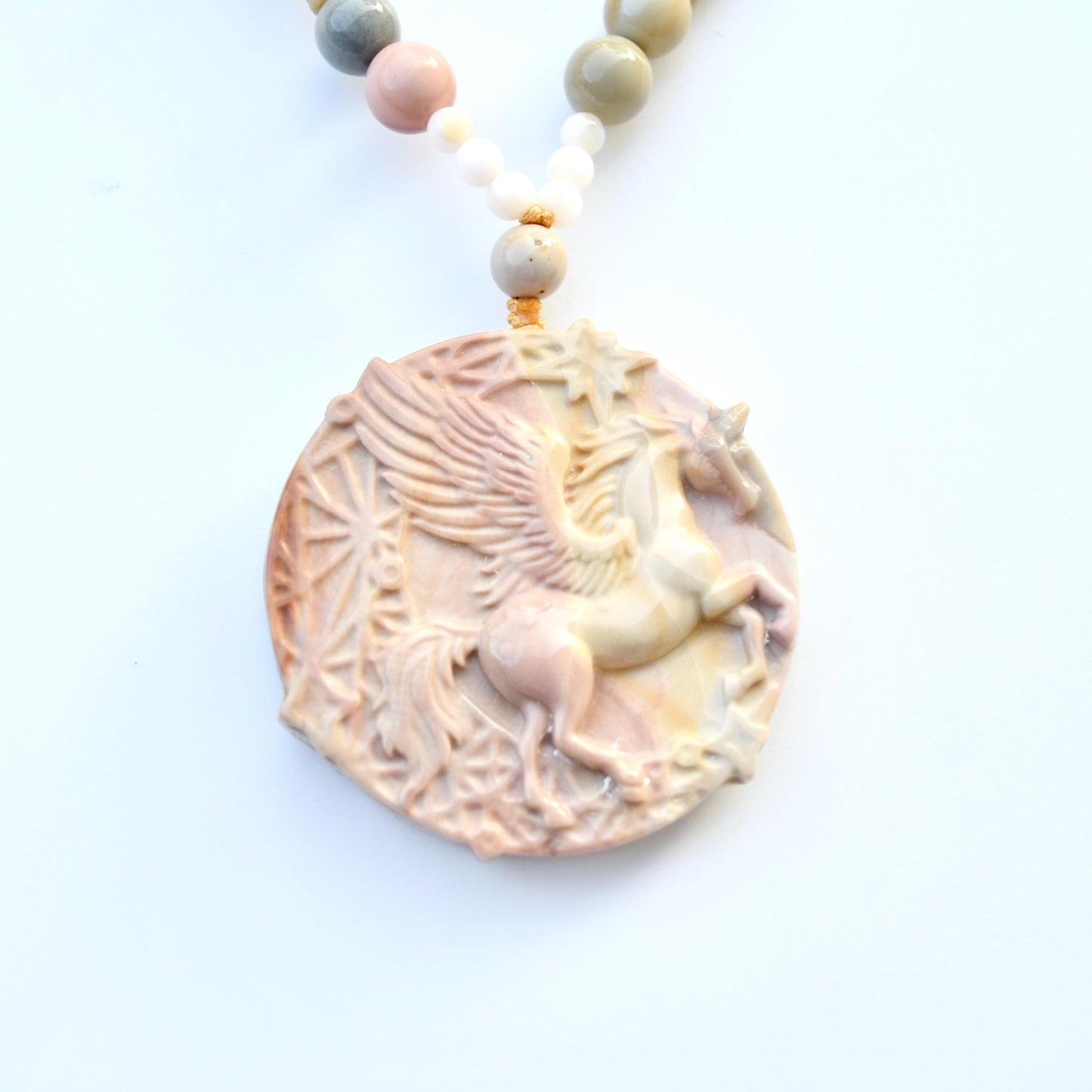 Jasper Unicorn Pendant Necklace - Colorful Agate Necklace