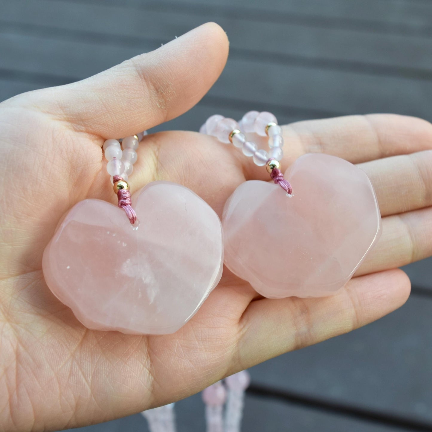 Rose Quartz Flora Lock Pendant Necklace - Natural Crystal Necklace