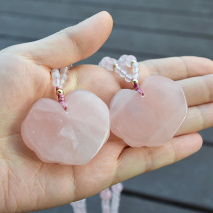 Rose Quartz Flora Lock Pendant Necklace - Natural Crystal Necklace