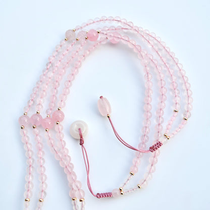 Rose Quartz Flora Lock Pendant Necklace - Natural Crystal Necklace