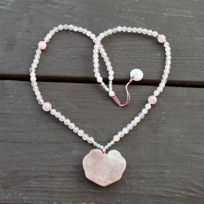 Rose Quartz Flora Lock Pendant Necklace - Natural Crystal Necklace