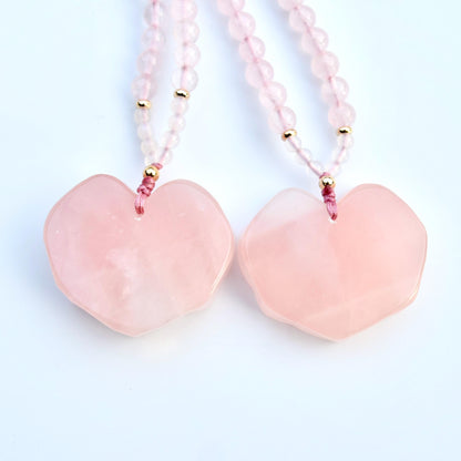 Rose Quartz Flora Lock Pendant Necklace - Natural Crystal Necklace