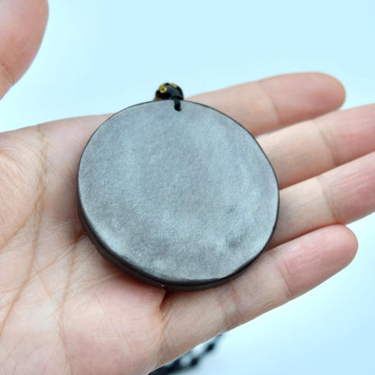 Silver Obsidian Dragon Pendant Necklace - Chinese Zodiac Beaded Necklace