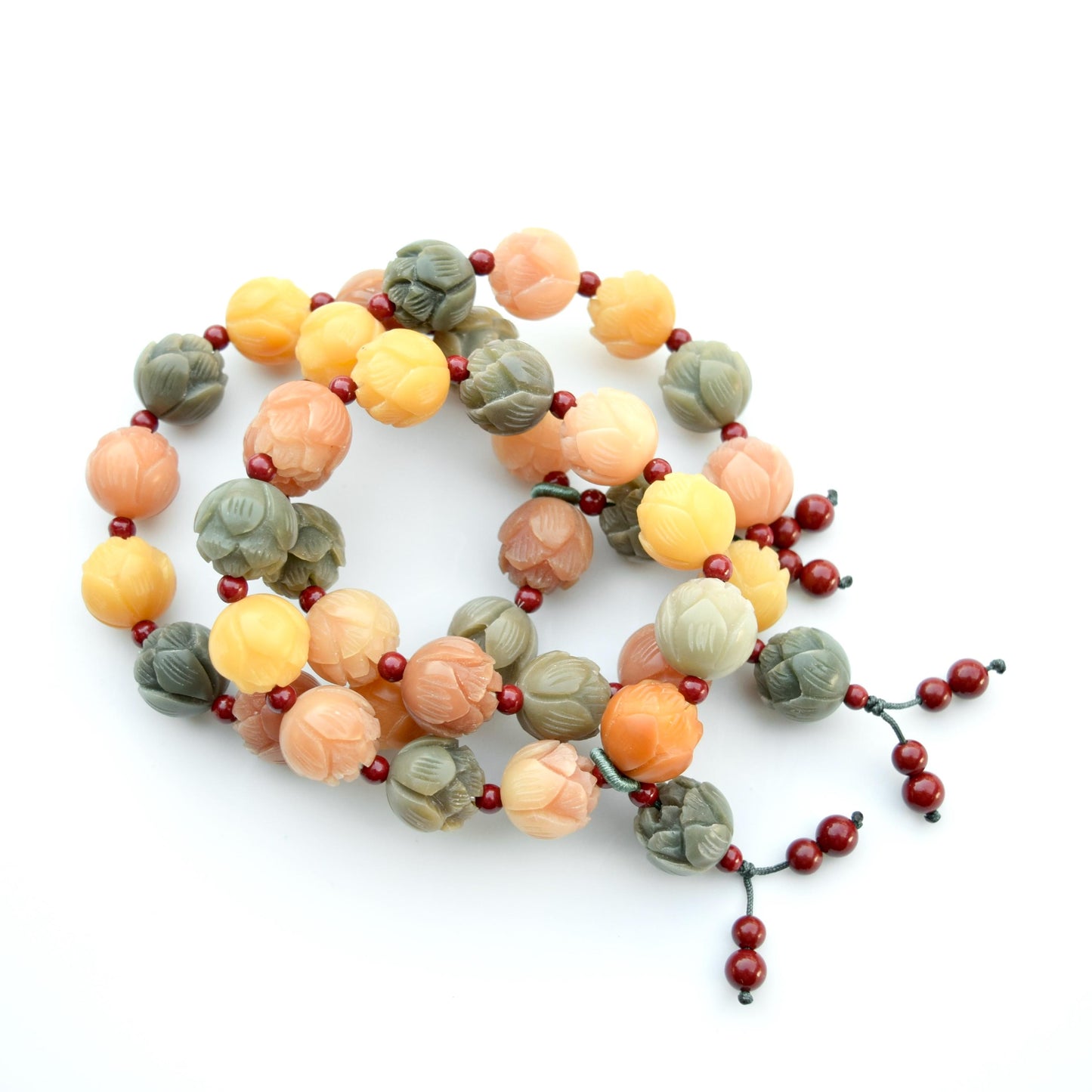 14 mm Bodhi 菩提根 Colorful Lotus Bead Bracelet - Chinese Healing Bracelet