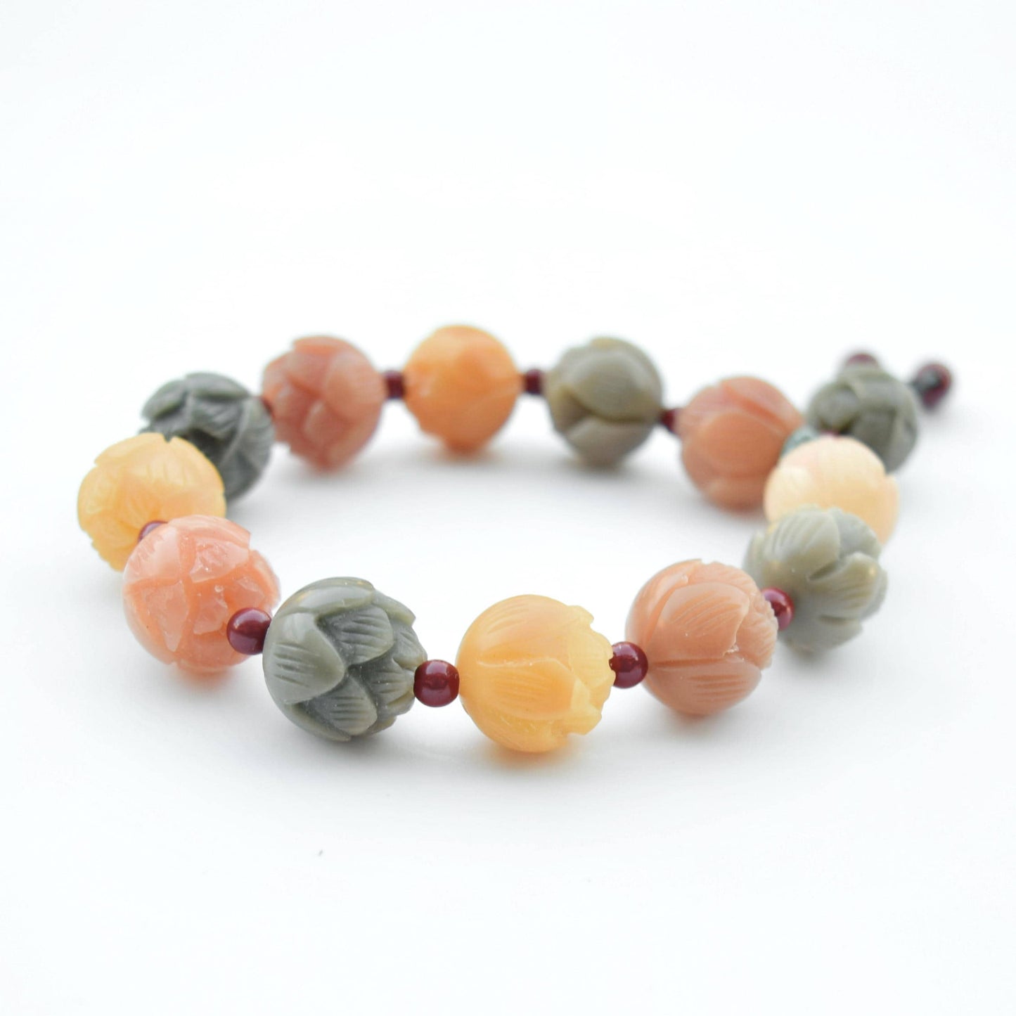 14 mm Bodhi 菩提根 Colorful Lotus Bead Bracelet - Chinese Healing Bracelet