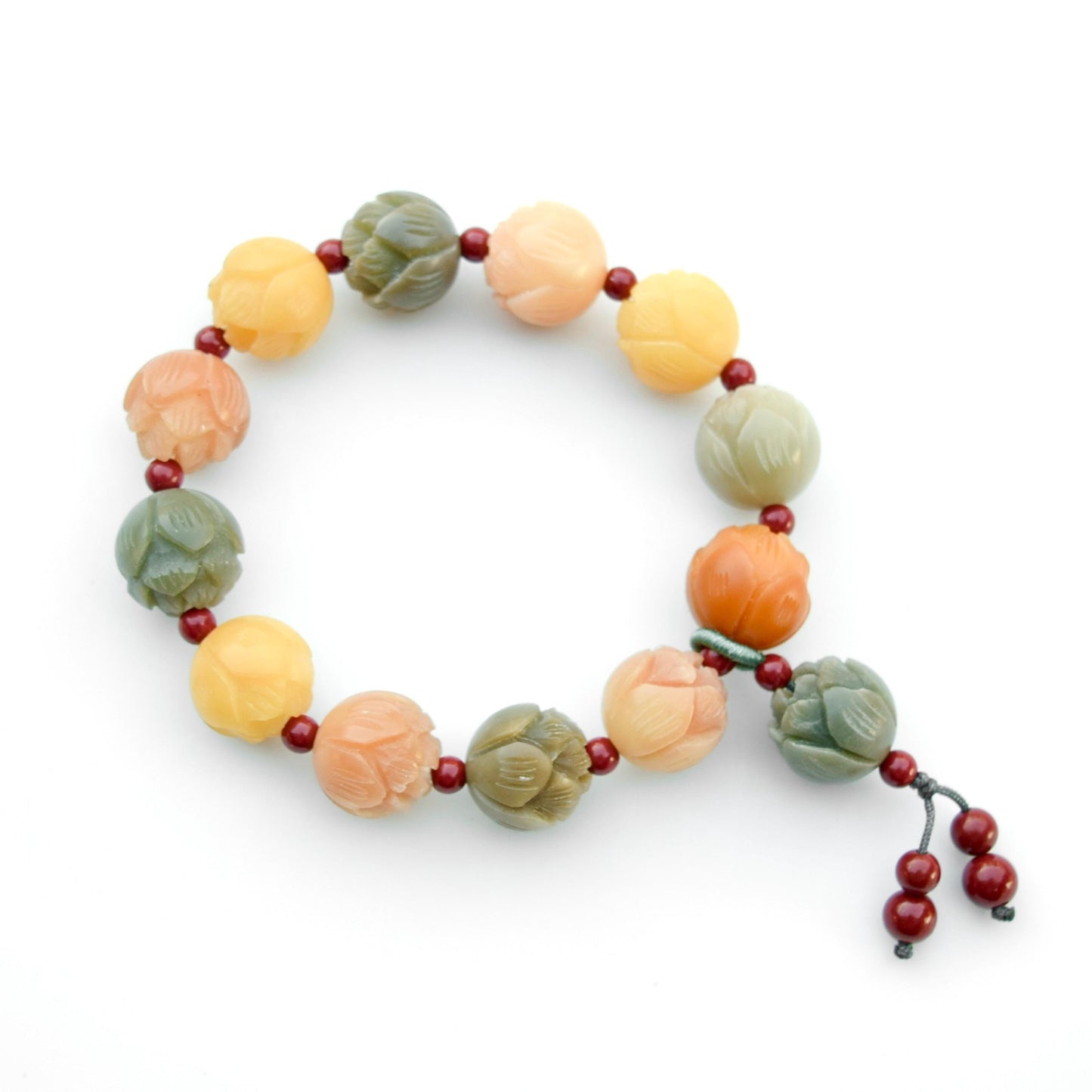 14 mm Bodhi 菩提根 Colorful Lotus Bead Bracelet - Chinese Healing Bracelet