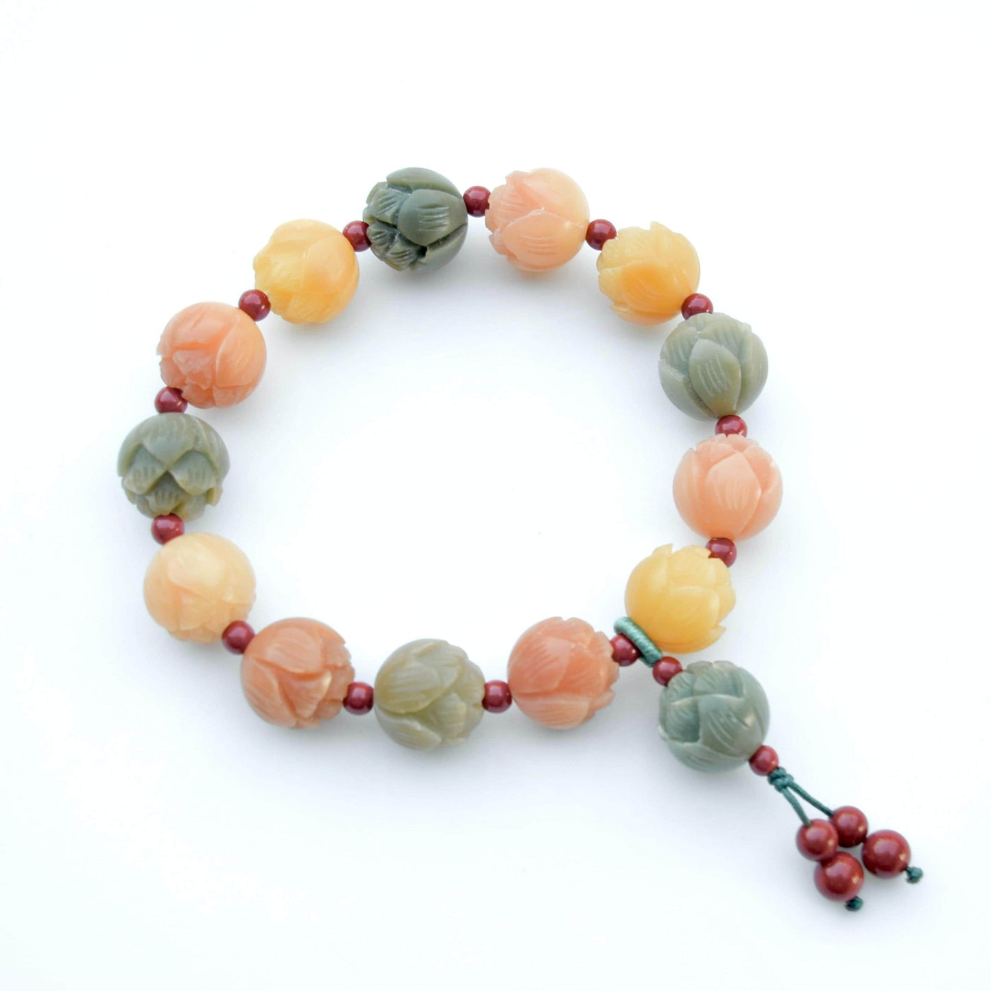 14 mm Bodhi 菩提根 Colorful Lotus Bead Bracelet - Chinese Healing Bracelet