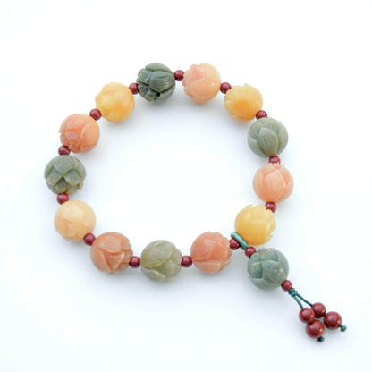 14 mm Bodhi 菩提根 Colorful Lotus Bead Bracelet - Chinese Healing Bracelet