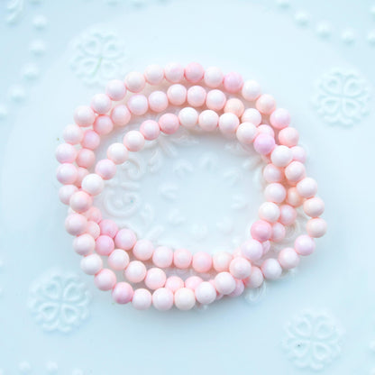 6 mm Queen Conch Beaded Bracelet - 3 Wraps Stretchy Long Bracelet