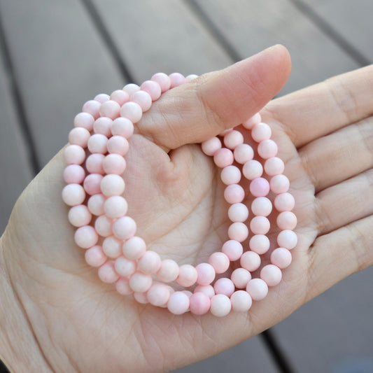 6 mm Queen Conch Beaded Bracelet - 3 Wraps Stretchy Long Bracelet
