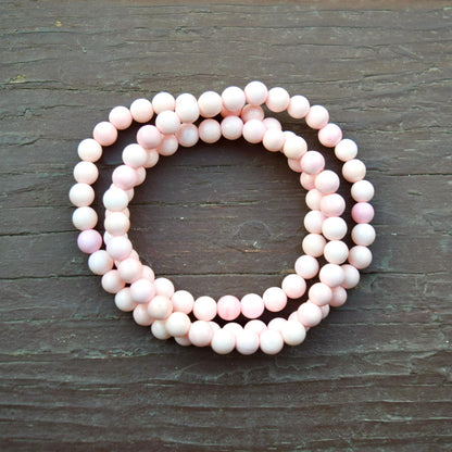 6 mm Queen Conch Beaded Bracelet - 3 Wraps Stretchy Long Bracelet