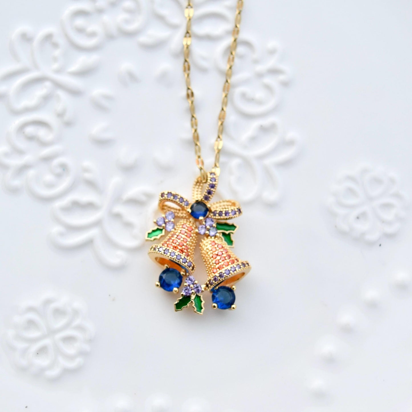 Christmas Collection Pendant - Stainless Steel Necklace -Snowman Tree Hat Boot Bell