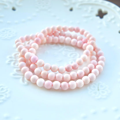 6 mm Queen Conch Beaded Bracelet - 3 Wraps Stretchy Long Bracelet
