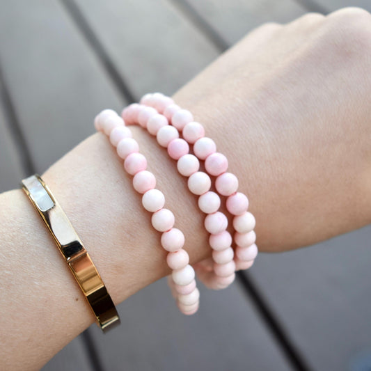 6 mm Queen Conch Beaded Bracelet - 3 Wraps Stretchy Long Bracelet