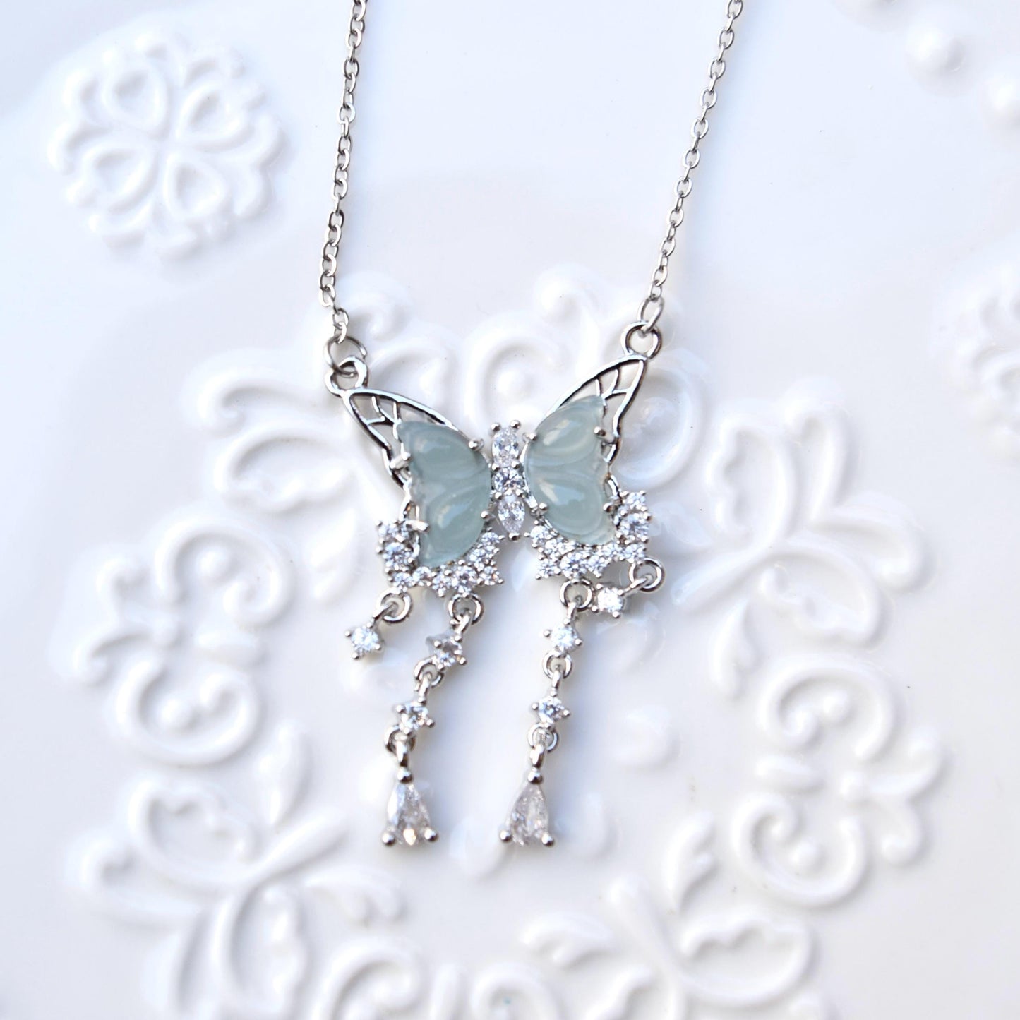 Silver Butterfly Pendant Necklace - Stainless Steel Necklace