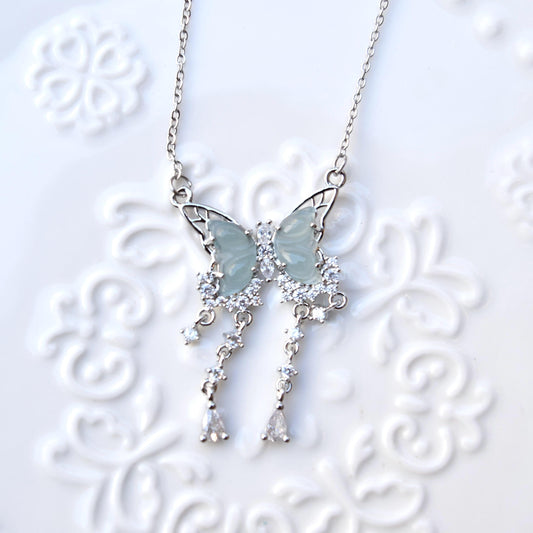 Silver Butterfly Pendant Necklace - Stainless Steel Necklace