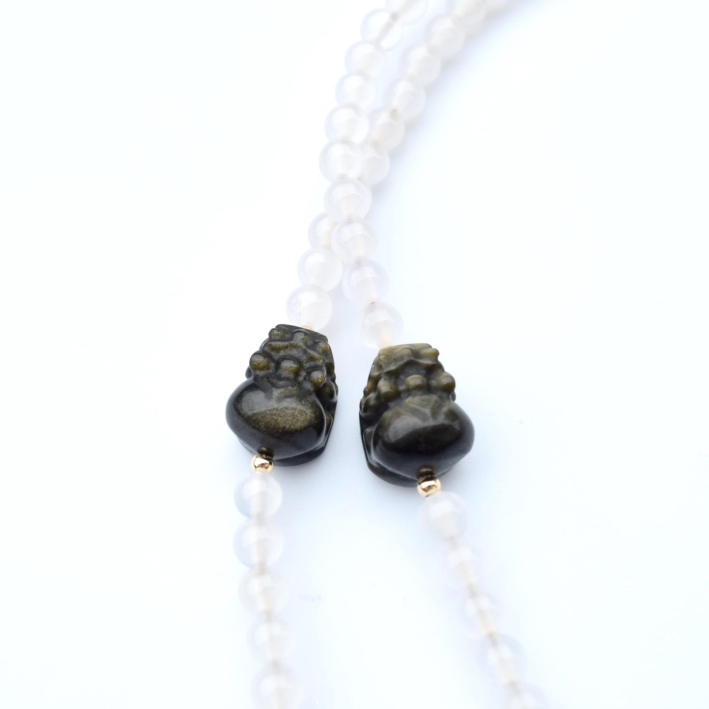 Black Flora Comb Pendant Necklace - Rhodonite Agate Beaded