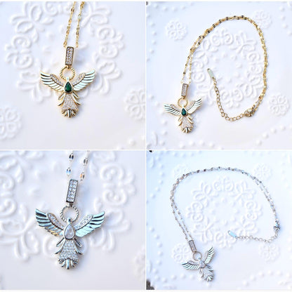 Diamond Angel Pendant Necklace - Cubic Zirconia Stainless Steel Necklace