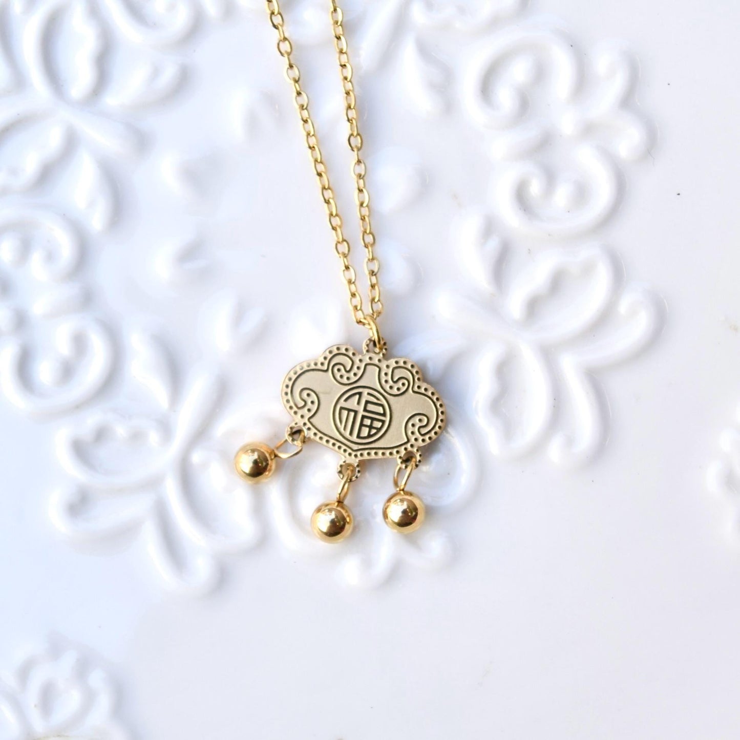 Fu Pendant Necklace - Chinese New Year - Stainless Steel Necklace