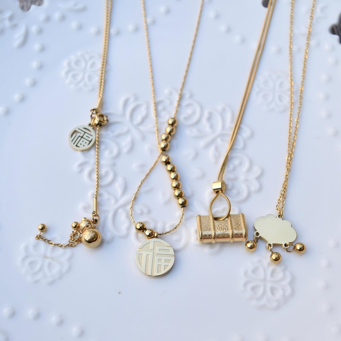 Fu Pendant Necklace - Chinese New Year - Stainless Steel Necklace