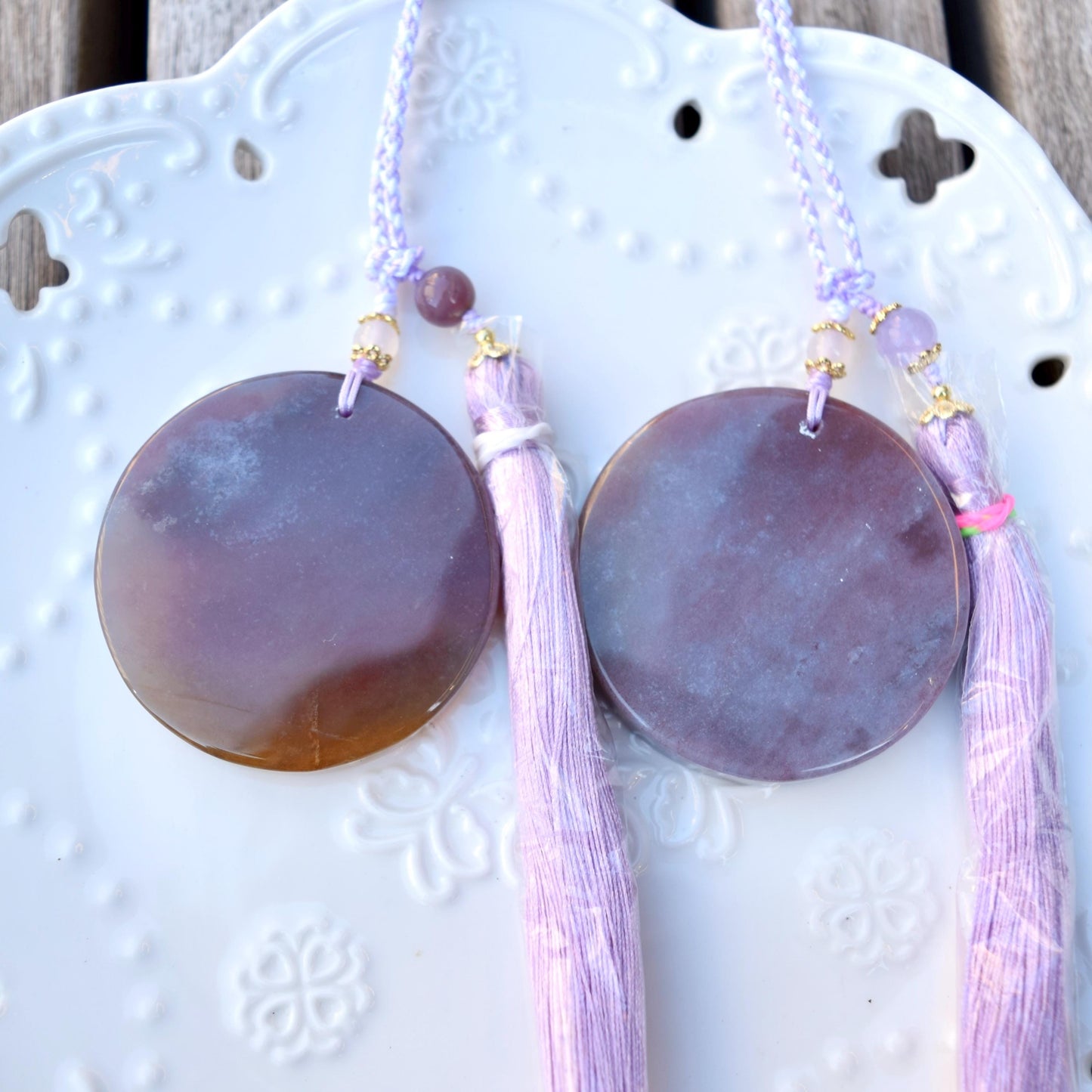 Lotus Fish Agate Pendant Tassel Accessory - Chinese Bag/Car/Waist Hanging Accessory