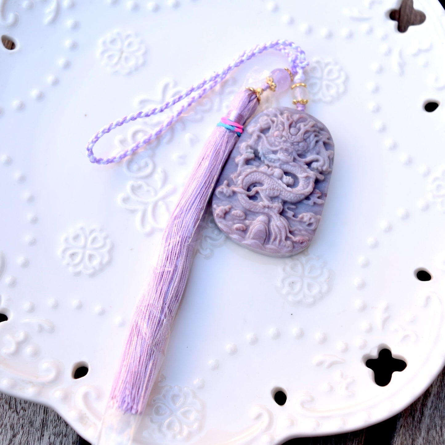 Dragon Agate Pendant Tassel Accessory - Chinese Bag/Car/Waist Hanging Accessory