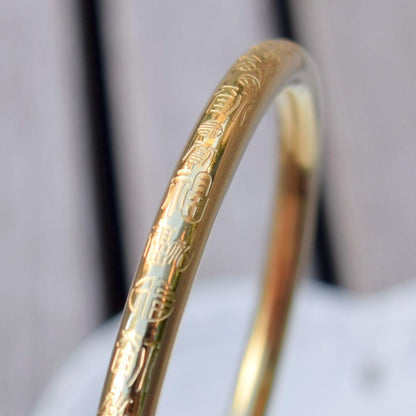 60 62 mm Golden Hundred Blessings Bangle - 百福鐲 - Chinese Bangle