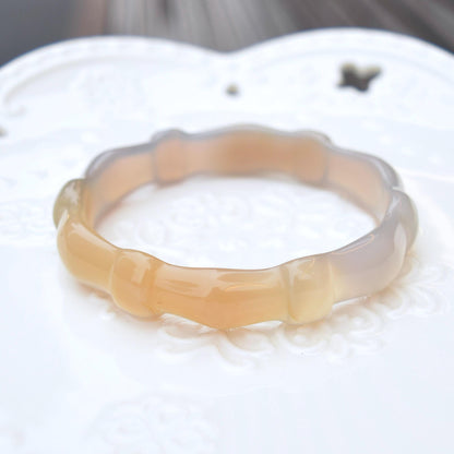 58.7 mm Gray Beige Agate Bangle Bracelet