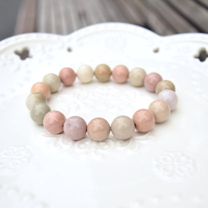 11.8 mm Agate Beaded Bracelet - Pink Macaroon A16