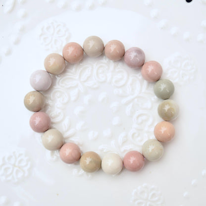 11.8 mm Agate Beaded Bracelet - Pink Macaroon A16
