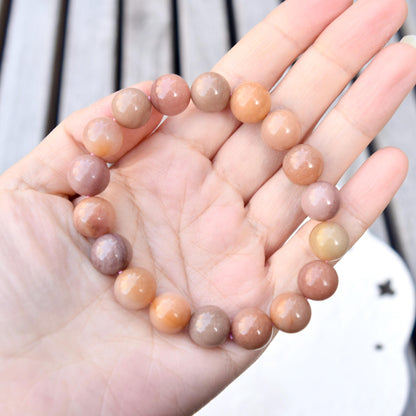 11.2 mm Colorful Agate Beaded Bracelet - Pink Orage Bracelet A01