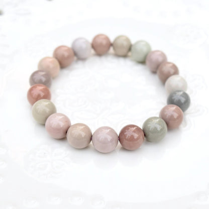 10.2 mm Colorful Agate Beaded Bracelet - Pink Orage Bracelet A04