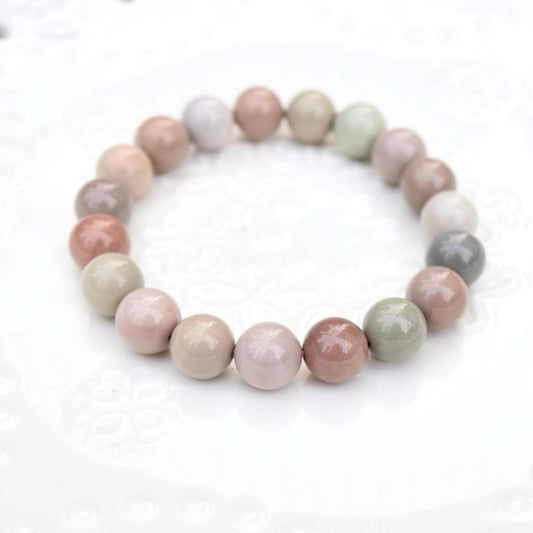 10.2 mm Colorful Agate Beaded Bracelet - Pink Orage Bracelet A04