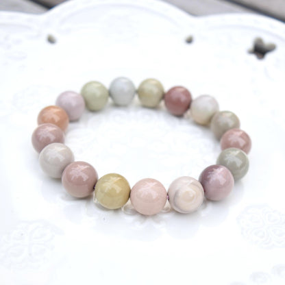 11.6 mm Colorful Agate Beaded Bracelet - Pink Orage Bracelet A05