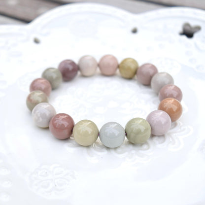 11.6 mm Colorful Agate Beaded Bracelet - Pink Orage Bracelet A05