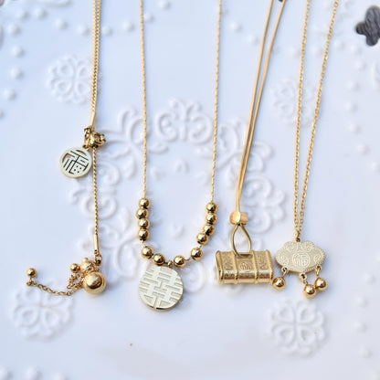 Fu Pendant Necklace - Chinese New Year - Stainless Steel Necklace