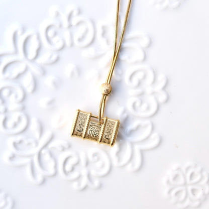 Fu Pendant Necklace - Chinese New Year - Stainless Steel Necklace