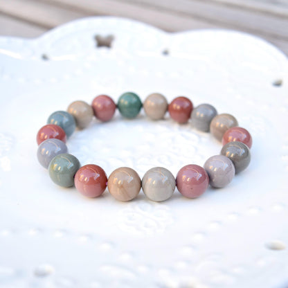 11.3 mm Colorful Agate Beaded Bracelet - Pink A08