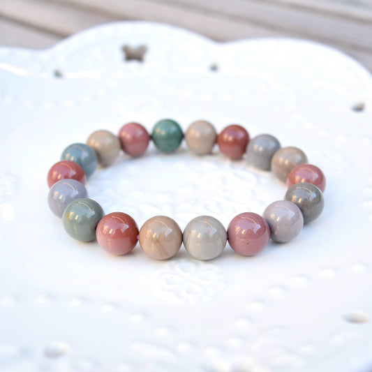 11.3 mm Colorful Agate Beaded Bracelet - Pink A08