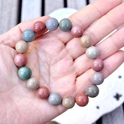 11.3 mm Colorful Agate Beaded Bracelet - Pink A08